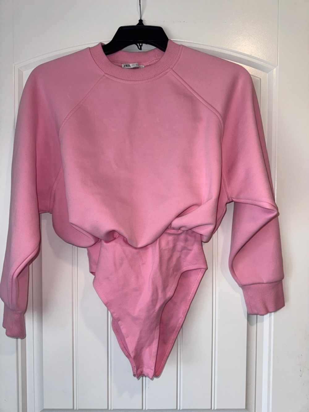 Zara Oversized Plush Sweatshirt Bodysuit - Pink Sz S